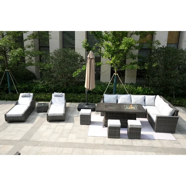 Aliaksey 11 - Person Outdoor Seating Group with Cushions