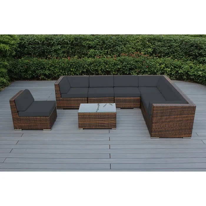 Billyjo Wicker 7 - Person Seating Group with Cushions - No Assembly