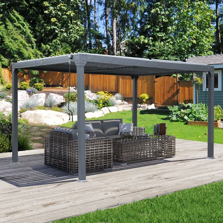 13 Ft. W x 10 Ft. D Adjustable Louvered Roof Aluminum Pergola