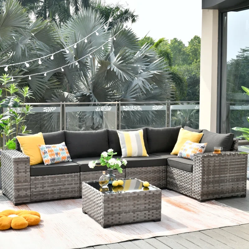 Evanna 6 - Person Outdoor Seating Group with Cushions