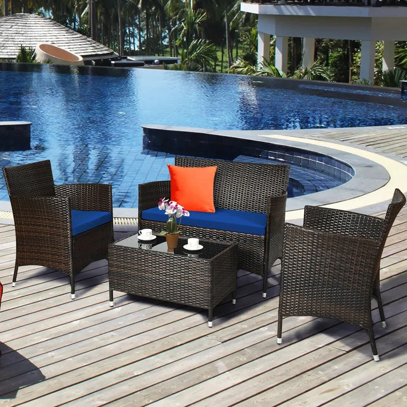 8 Piece Rattan Sofa Seating Group with Cushions