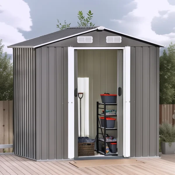 6 ft. 4 in. W x 4 ft. 3 in. D Metal Storage Shed