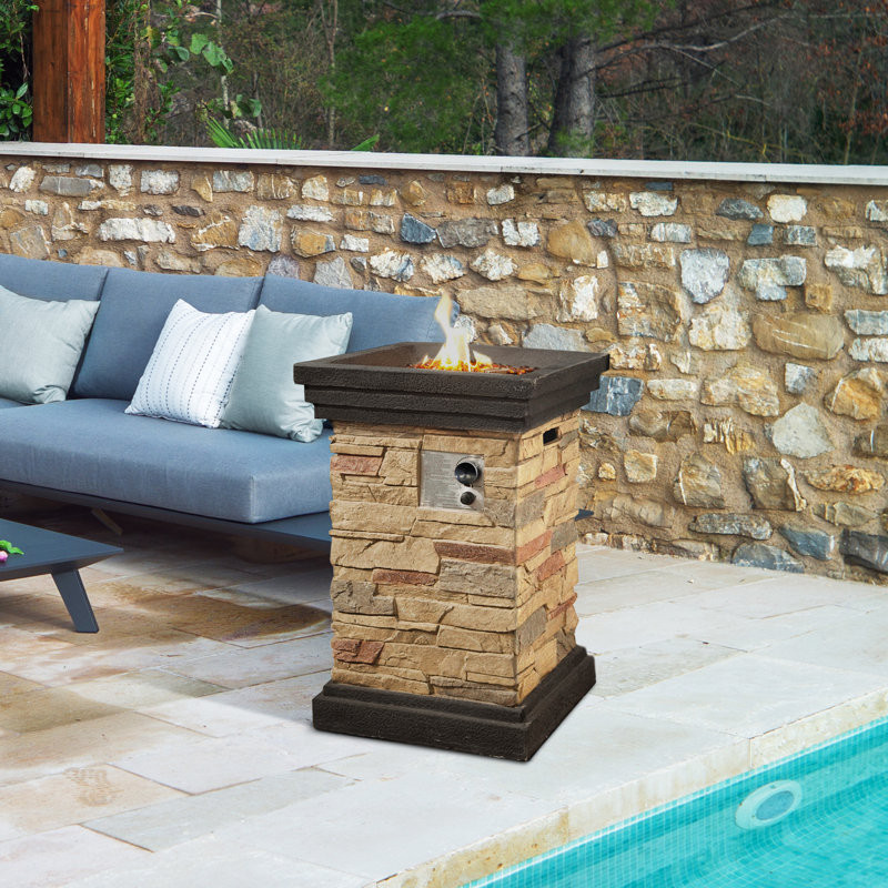 Addysyn Rock Faux Concrete Propane Fire Column