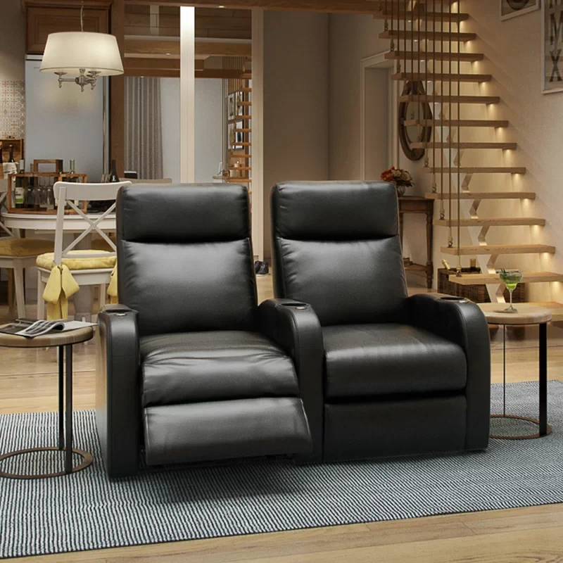 Pilot Faux Leather Home Theater Seating with Cup Holder