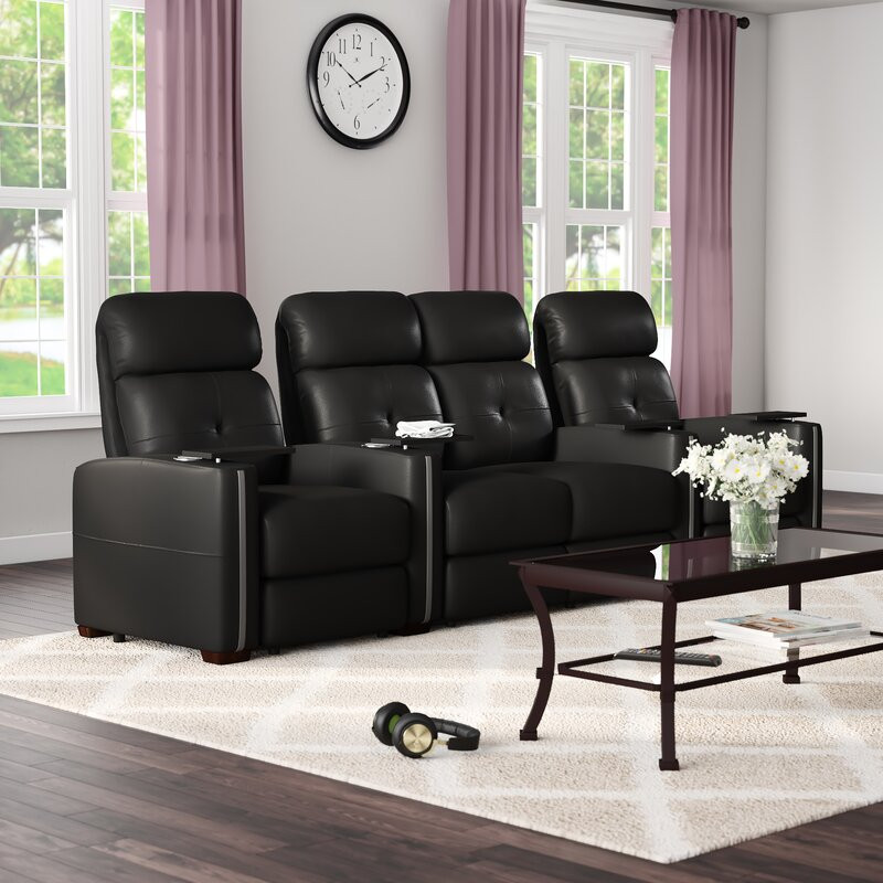 Upholstered Home Theater Seat with Cup Holder Upholstery Material:  Faux Leather