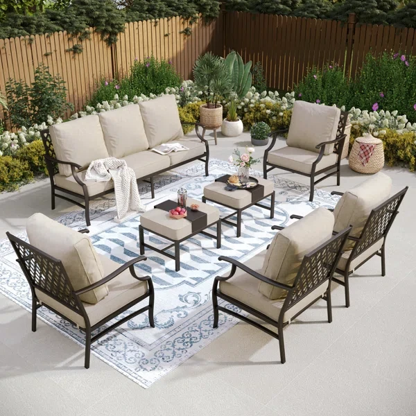 Asfand 9 - Person Outdoor Seating Group with Cushions