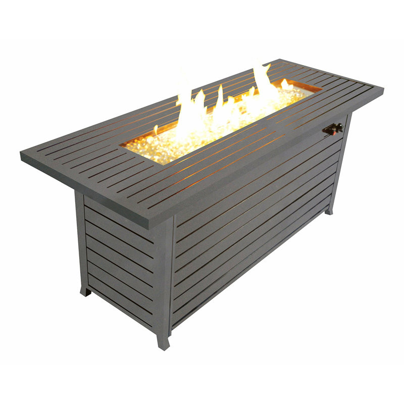 Rosilind 24'' H x 56.7'' W Steel Propane Outdoor Fire Pit Table