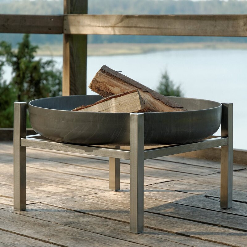 Redekar Stainless Steel Wood Burning Fire Pit  13.8" H x 24.8" W x 24.8" D