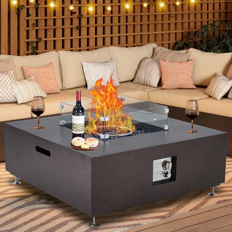 36" Propane Fire Pit Table,50000BTU Fire Table With Wind Guard