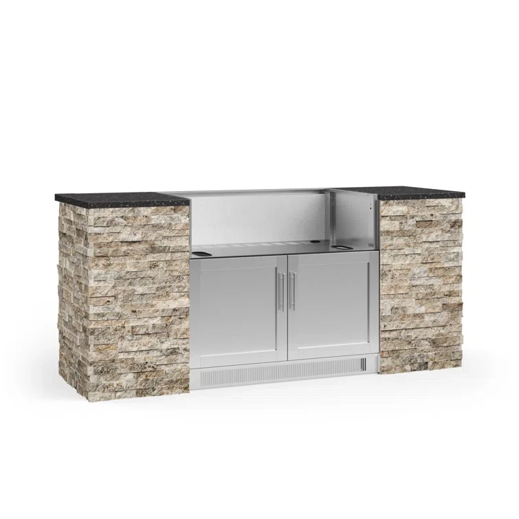 Outdoor Kitchen Signature Series 6 Piece Cabinet Set with Grill Cabinet and Granite Top