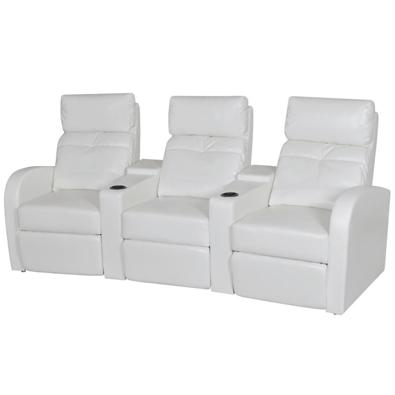 3-Seater Home Theater Recliner Sofa Faux Leather