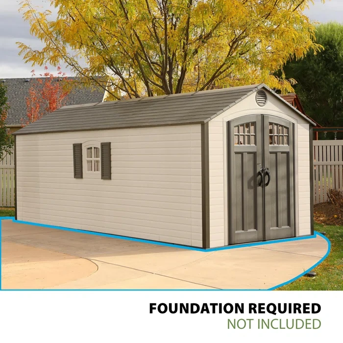 Lifetime 8 Ft. x 20 Ft. High-Density Polyethylene (Plastic) Outdoor Storage Shed with Steel-Reinforced Construction