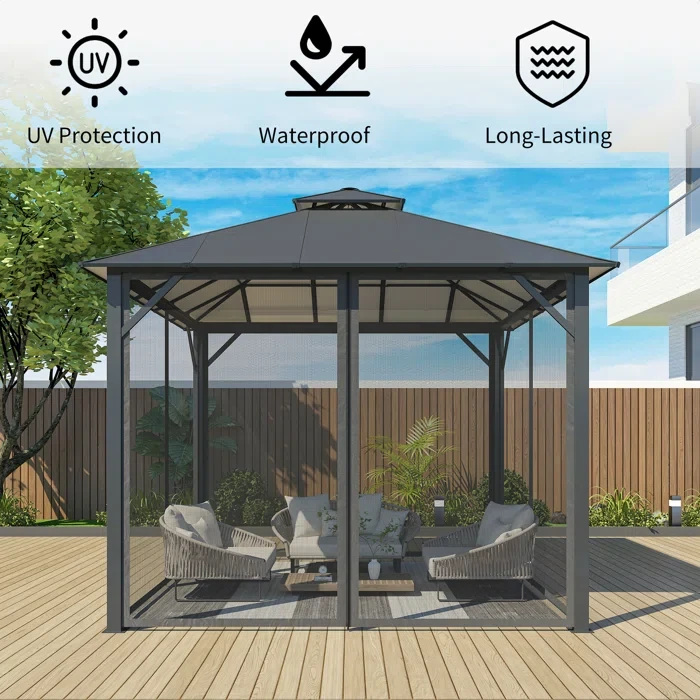 Lucio 10 Ft. W x 10 Ft. D Aluminum Patio Gazebo