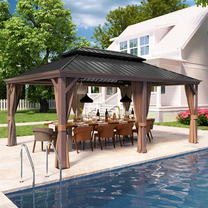 18 Ft. W x 12 Ft. D Steel Patio Hardtop Gazebo