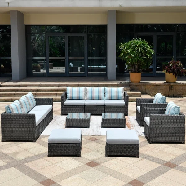 Ameliarose 12 Piece Rattan Sectional Seating Group With Cushions