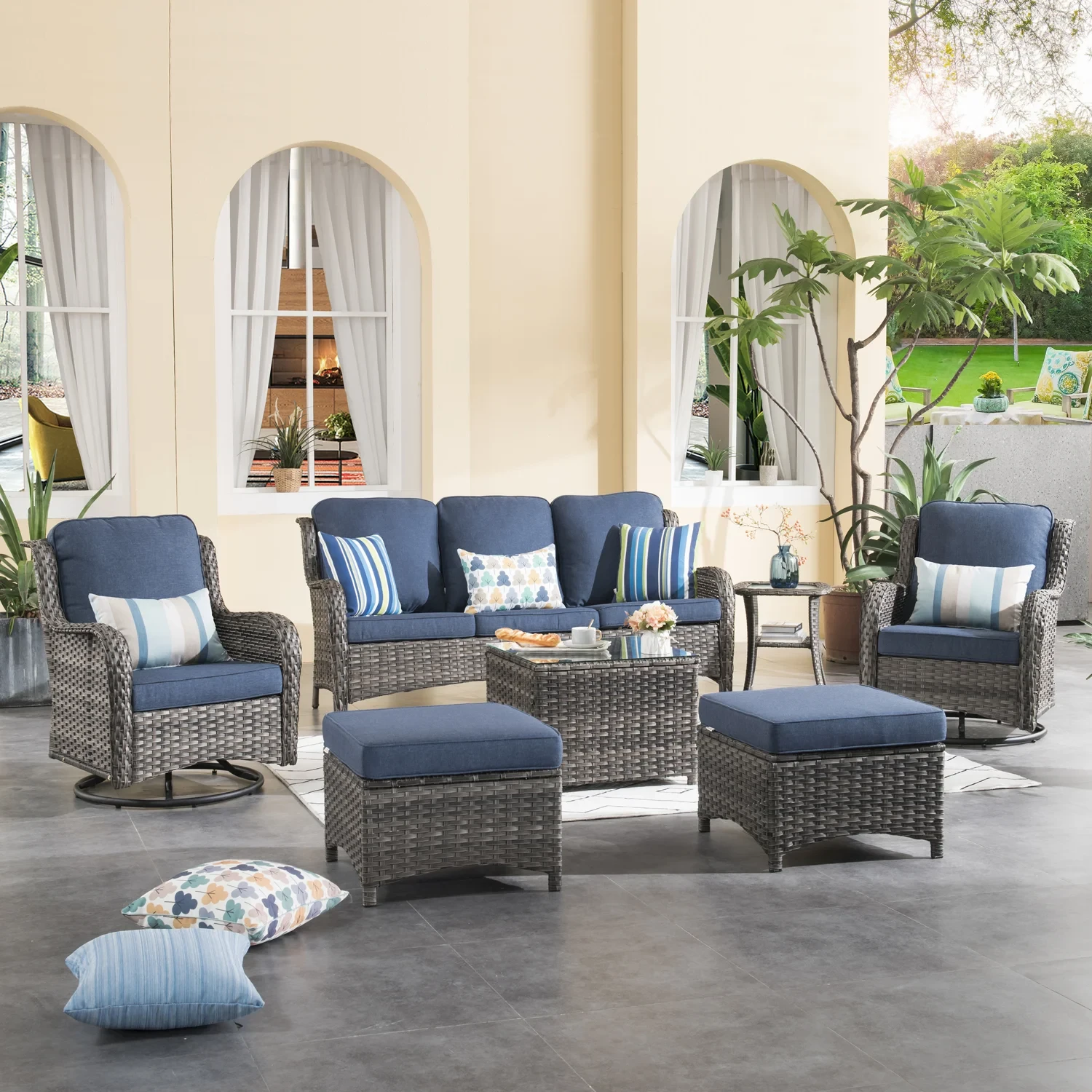 Guillen 7 - Person Outdoor Seating Group with Cushions