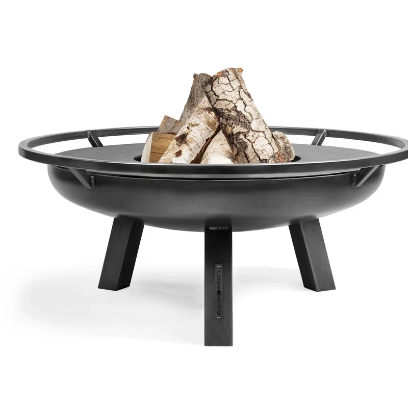 Cathaleya Steel Wood Burning Outdoor Fire Pit with Lid 16" H x 37.4" W x 37.4" D