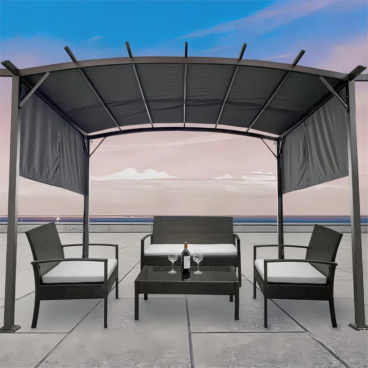 12 Ft. W x 9 Ft. D Steel Pergola with Canopy