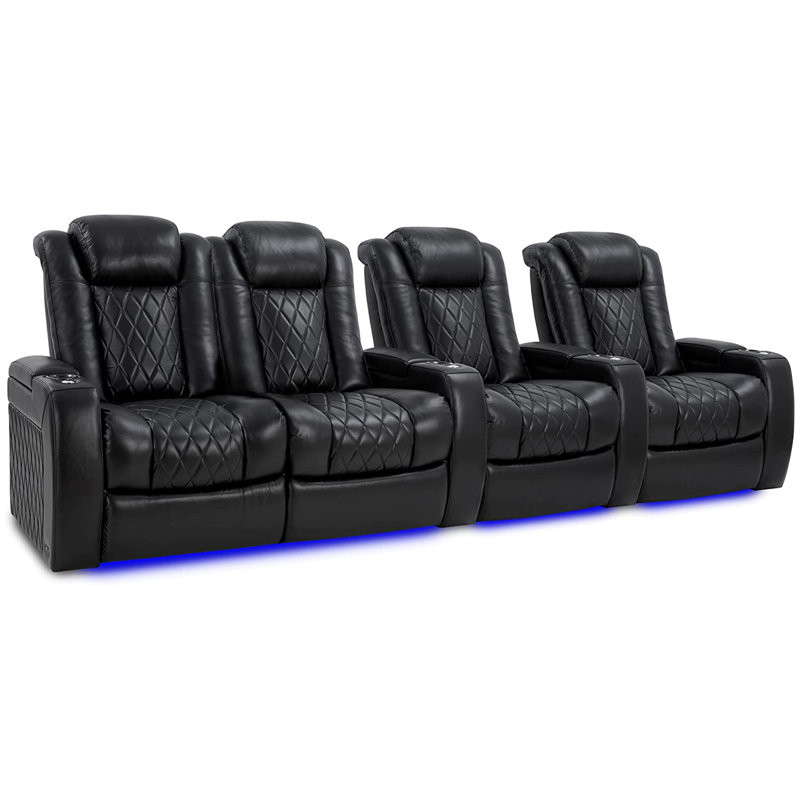 Tuscany Leather Home Theater Seating with Cup Holder