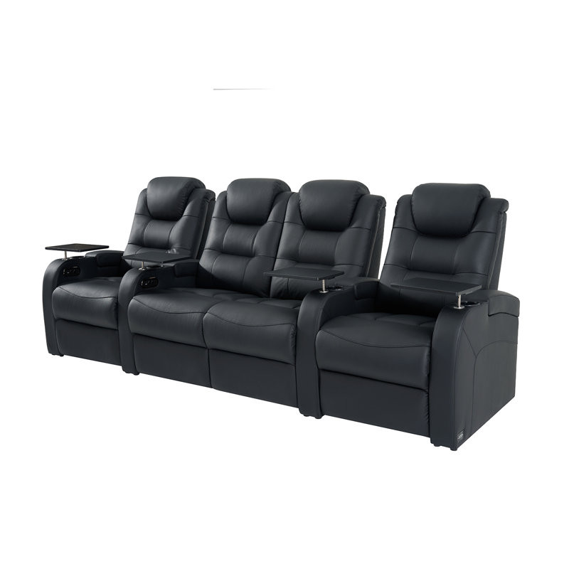 Ivy Bronx Leather Home Theater Seating Dual Power Movie Theater Chairs Theater Recliner Sofa