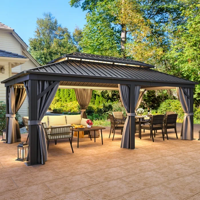 Outdoor Metal Hardtop Aluminum Patio Gazebo 20' x 12'