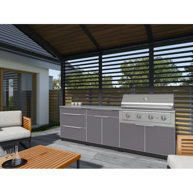 Outdoor Kitchen Aluminum 104" W x 23" D x 44.3" H 3-Piece Modular Cabinet Set