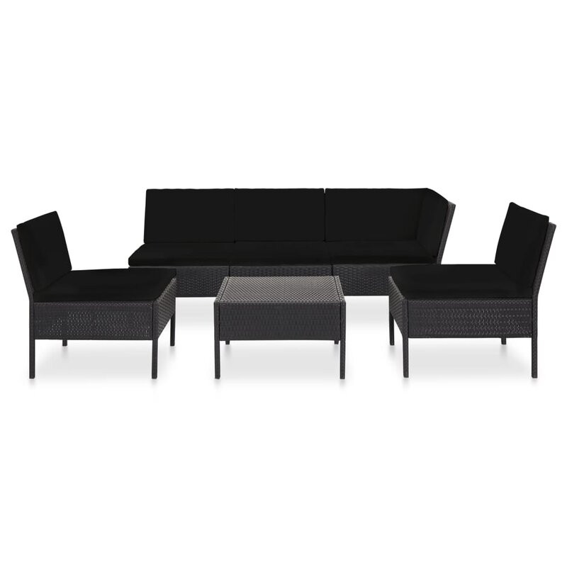 6 Piece Sectional Sofa with Coffee Table Rattan