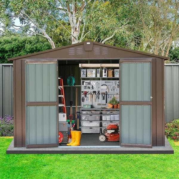 76.57" H x 118.43" W x 95.12" D Metal Storage Shed