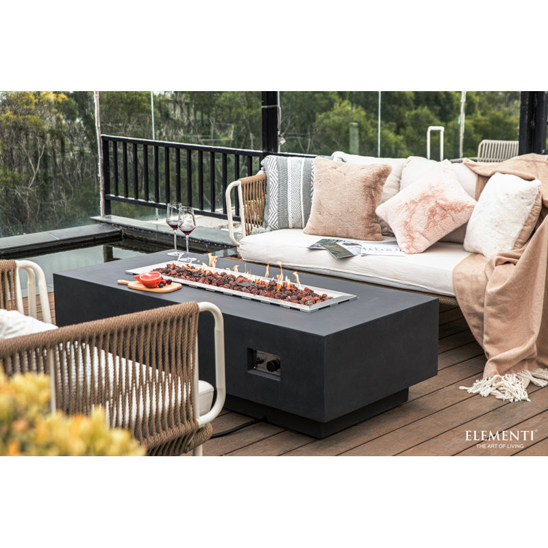 Hampton 56" Rectangle Concrete Outdoor Fire Pit Table Dark Grey - by Elementi  16.9'' H x 60'' W x 27.4'' D