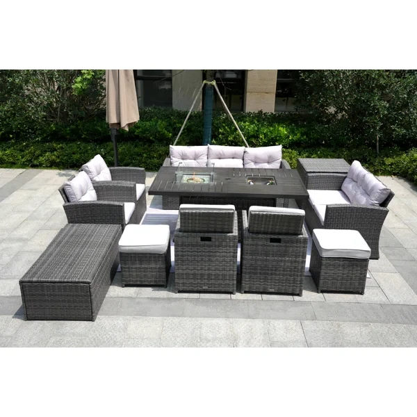 Aliaksey 11 - Person Outdoor Seating Group with Cushions