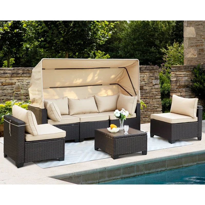 Mynatt 6 - Person Outdoor Seating Group with Adjustable Canopy and Cushions