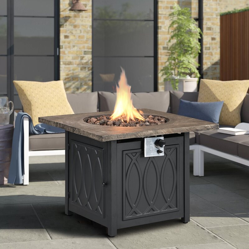 Cathy 25'' H x 32'' W Magnesium Oxide Propane Outdoor Fire Pit Table