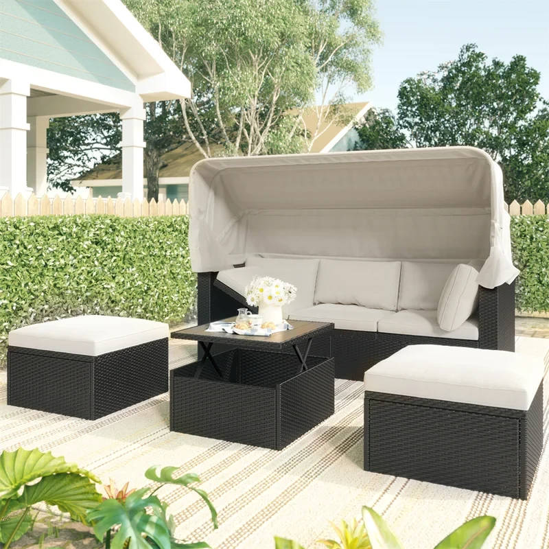 Wicker/Rattan 5 - Person Seating Group With Cushions