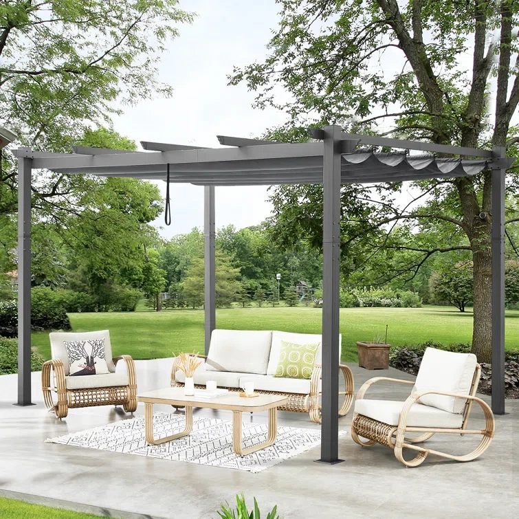 13 Ft. W x 10 Ft. D Aluminum Pergola with Canopy