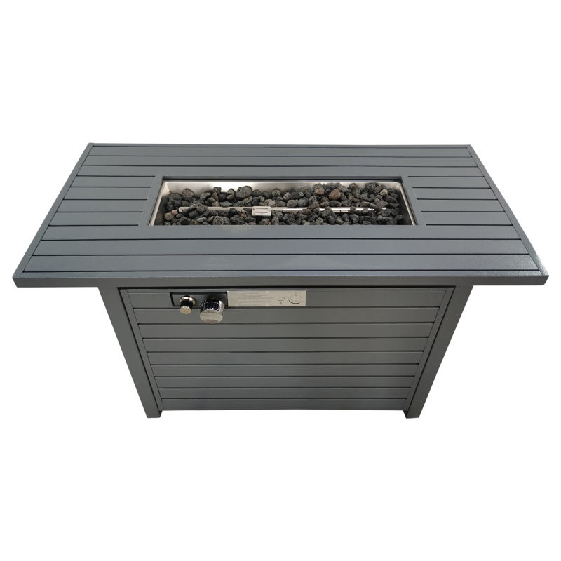 54" W Steel Natural Gas Outdoor Fire Pit Table with Lid 50000 BTU, Living Source Steel Propane