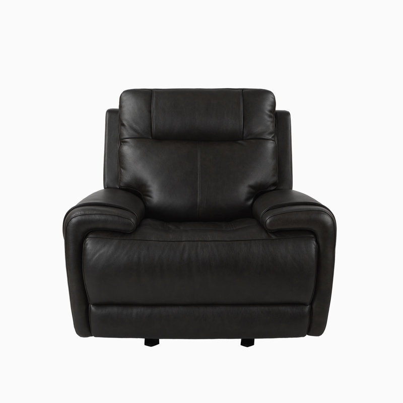 Bobbetta 44.5" Wide Genuine Leather Glider Home Theater Recliner, USB & Type C Charge Port