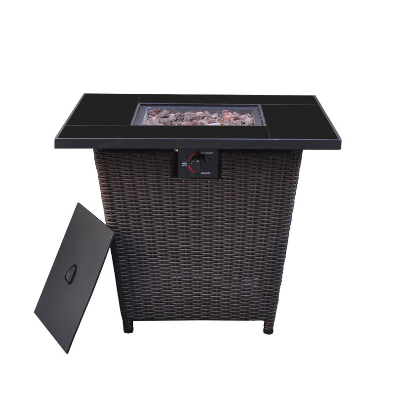 Steel/Glass Propane Fire Pit Table