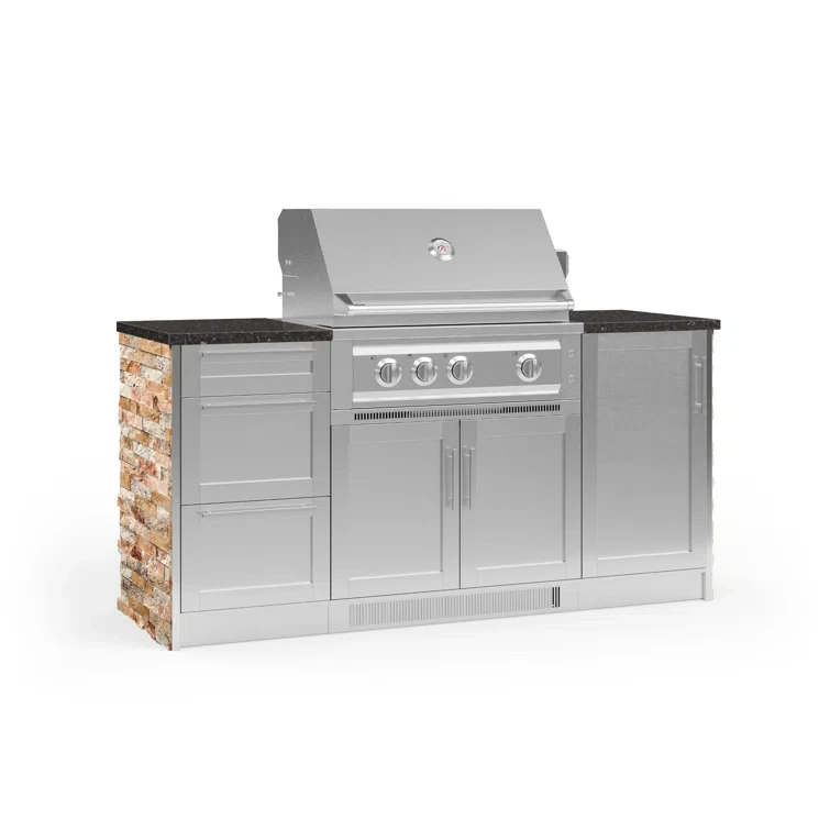 Outdoor Kitchen Signature Series 8 Piece Cabinet Set with 33 in. Propane Gas Platinum Grill