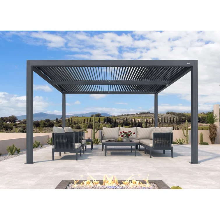 Louvered Pergola 13 Ft. W x 10 Ft. D Outdoor Aluminum Pergola with Adjustable Roof