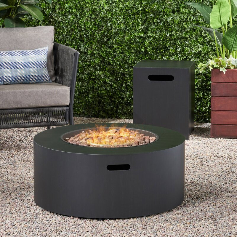 Rozele 13.5" H x 32" W Iron Propane Outdoor Fire Pit