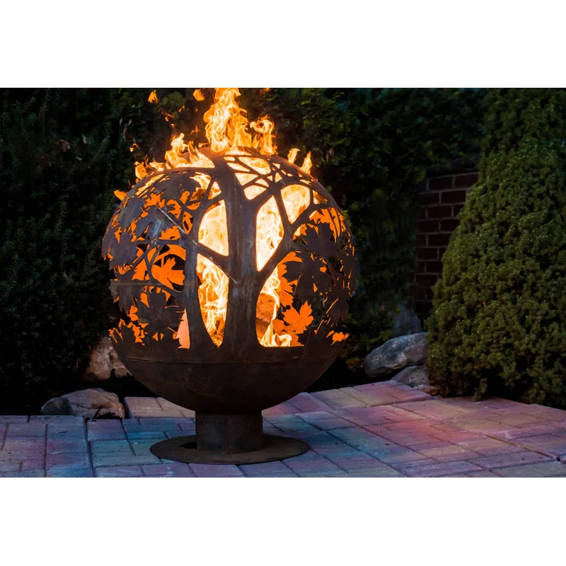 Herbert Wood Burning Outdoor Fire Pit with Lid 36" H x 32" W x 32" D