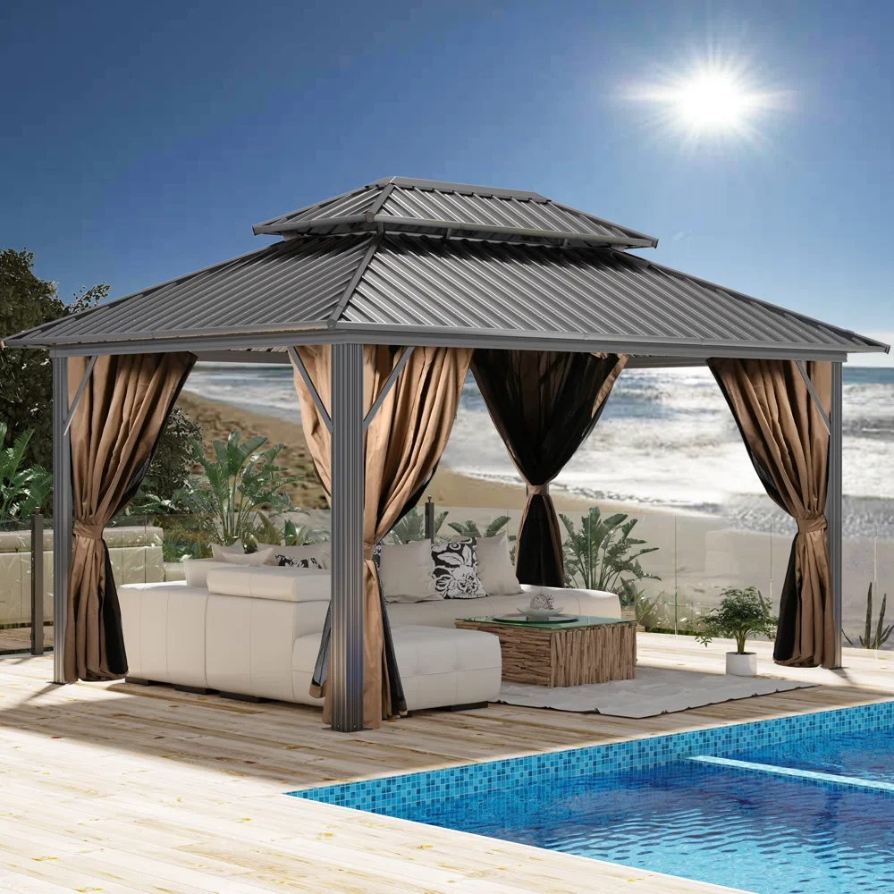 16 Ft. W x 12 Ft. D Metal Patio Gazebo