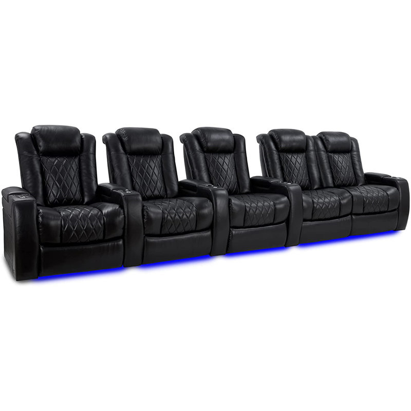 Tuscany Leather Home Theater Seating with Cup Holder