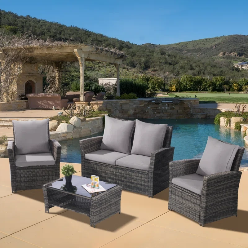 Jarious 4 - Person Outdoor Seating Group with Cushions