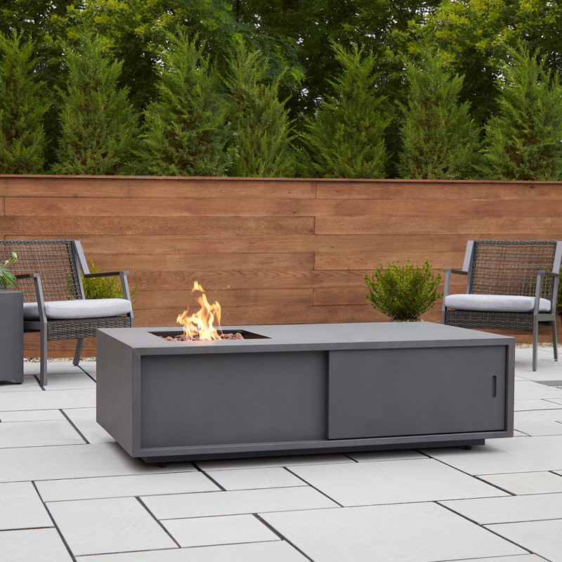 Vance 18'' H x 60'' W Steel Outdoor Fire Pit Table