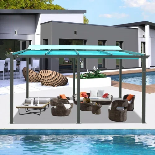 11 ft. W x 16 ft. D Outdoor Aluminum Retractable Pergola with Canopy