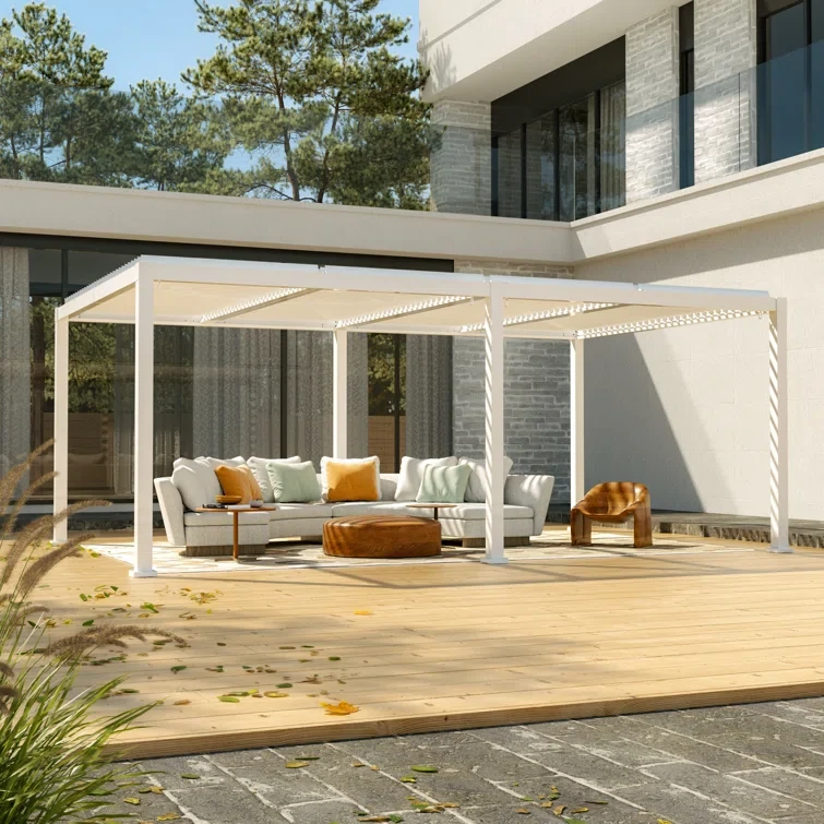 20 Ft. W x 12 Ft. D Aluminum Pergola with Canopy