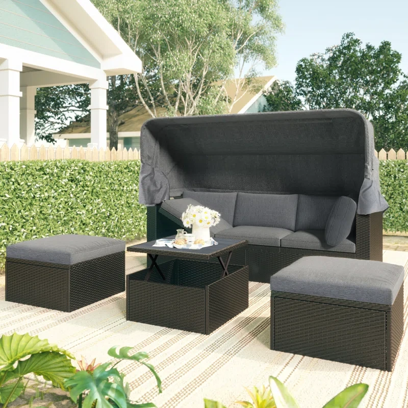 Wicker/Rattan 5 - Person Seating Group With Cushions