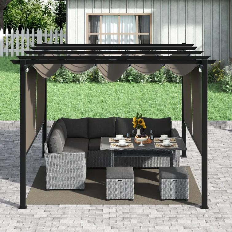 Thibodeau 10' W × 10' D Aluminum Pergola with Canopy