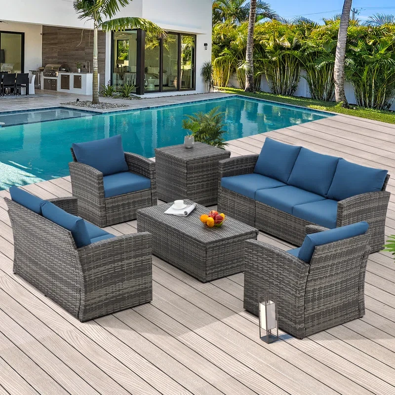 Aun 7 - Person Outdoor Seating Group with Cushions